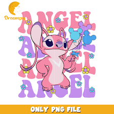 Pink Angel Stitch PNG, Balloons, Flowers – DreamSVG Store