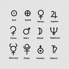 Planet Symbols Vector Alchemy Ancient Vector Icons
