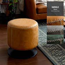ヴィンテージ風ラウンドスツール harold ハロルド 公式 北欧インテリア 家具の通販エア リゾーム レザー チェア 椅子 スツール ラグ インダストリアル 男前インテリア 塩系 インテリア お部屋 お部屋紹介 リビング ダイニング キッチン leat インテリア 家具
