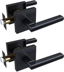 From ahi hardware the sig110 black modern lever has a square flat grip which mounts at the square rose is at a 90 degree angle. Door Lever Ohuhu 2 Pack Lever Door Handle Matte Black Door Handle Door Knobs With Modern Contemporary Slim Square Design For Home Bedroom Or Bathroom Privacy In Satin Zinc Amazon Com