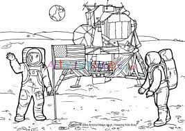 Nasa plans to land astronauts on the moon by 2024. Moon Landing Colouring Page