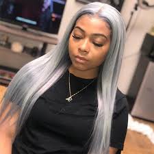 Charisma Gray Synthetic Lace Wigs Long Straight Heat Resistant Lace Front  Wig Grey Wigs Natural Hair Wigs For Women Cosplay Wig