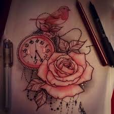 Bird Clock And Rose Tattoo Sophieadamsontattoo Tattoos Robin Tattoo Robin Bird Tattoos