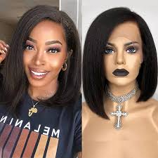Kinky Straight Bob Wigs Human Hair 13x4 Lace Front Wigs
