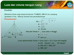 Jadi, volume limas segi empat tersebut adalah 128 cm 3. Limas Menggambar Limas Ppt Download
