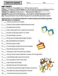 Figurative Language Review Sheet Figurative Language Review Similes And Metaphors Figurative Language
