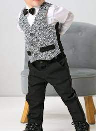 48 79 Ensemble Ceremonie Garcon 3 Ans A 10 Ans Noir Et Blanc 4 Pieces Gilet Motif Florale Noir Ensemble Ceremonie Garcon Costume Robe Blanche Mariage