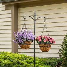 Bird Feeder Pole Home Depot Vigoro 84 In Deluxe Double Shepherd Hook 844675vg The Home Depot Garden Hooks Shepherds Hook Container Gardening Flowers