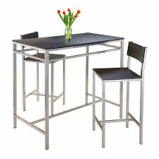 Pub Table Set 3 Piece Loft Dining Table Saving Bar Hight And Stools Chairs Footreast Highback Breakfast Pub Table Sets Kitchen Dining Furniture Bistro Kitchen