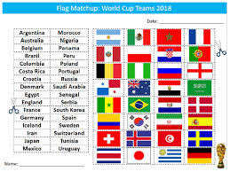 World Cup 2018 Country Flags Matchup Sheet Starter Activity