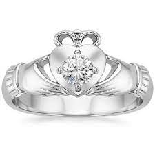 18k White Gold Claddagh Diamond Ring 1 4 Ct Tw Celtic Engagement Rings White Gold Sapphire Ring Irish Engagement Rings