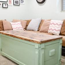 A good old fashion antique trunk, wooden chest or military style luggage piece as a bedside, coffee, side table or even a way to stabilize a desk, is a very cool way to bring in that authentic rustic. Upcycled Chest To Coffee Table Houseful Of Handmade