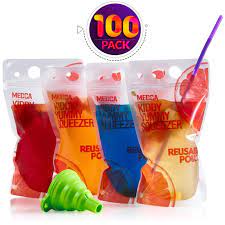 The drink pouch is available in 1 color. Clear Drink Pouches With Straw Double Zipper Reusable Smoothie Juice And Drink Bag Walmart Com Walmart Com