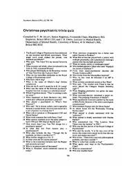 If you know, you know. Christmas Psychiatric Trivia Quiz Psychiatric Bulletin Cambridge Core