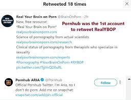 RealYourBrainOnPorn (@BrainOnPorn) tweets DIRECTLY supporting the porn  industry, especially Pornhub - Your Brain On Porn