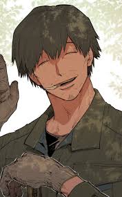 shijimi (taurin69), paranormasight: the seven mysteries of honjo,  absurdres, highres, 1boy, ashimiya makoto, black hair, closed eyes, facial  hair, gloves, goatee stubble, grey gloves, hair between eyes, leaf, male  focus, mature male,