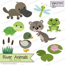 Cute River Woodland Animals Clipart Instant Download File Etsy Animal Clipart Clip Art Digital Graphics