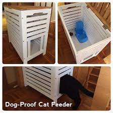 Dog Proof Cat Feeder Kmart Hack Remove 4 Horizontal Slats On Side Screw 2 Back In Vertically To Narrow The Openin Cat Food Station Cat Feeder Cat Feeder Diy