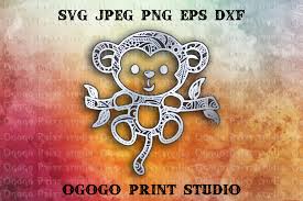 Download 3d Layered Monkey Mandala Svg Zentangle Svg Animal Svg 742664 Cut Files Design Bundles