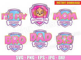 Download Paw Patrol Pink Logo Svg Dxf Png Birthday Party Girl Cut Files Skye