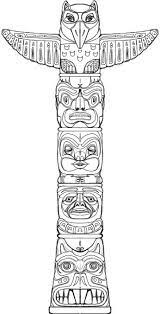 Die er als vorlage für seine bald beginnenden schnitzarbeiten benutzte. Symbol Totempfahl Ethnische Kunst Indianer Tattoo