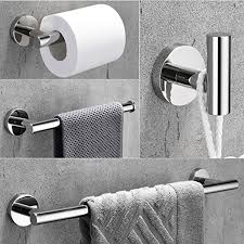 Amazon Com Velimax 18 8 Stainless Steel 4 Piece Bathroom Hardware Set Modern Round Towel Bars Wall Mounted B In 2020 Bathroom Hardware Set Bathroom Hardware Towel Bar