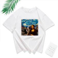 mona lisa funny print t shirt women aesthetic graphic