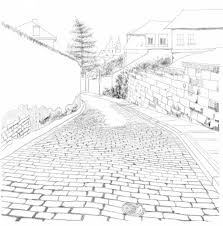 Road From Strahov Monastery To City Prague Architectural Sketch Road Drawing Drawings