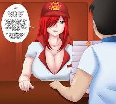 Pizza delivery service by Erza Scarlet and Rias Gremory 