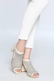 Bej Lazer Kesim Topuklu Sandalet Fashion Capri Pants Pants