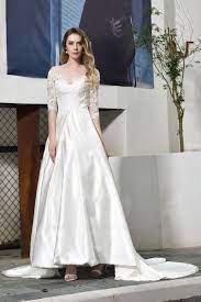 51 ankle length wedding dresses found. Bmbridal Elegant A Line Satin Lace 3 4 Sleeves Ankle Length Wedding Dress Ankle Length Wedding Dress Long Wedding Dresses Simple Bridal Gowns