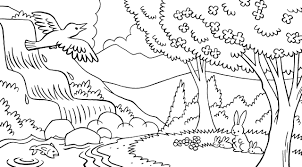 A is for autumn coloring page. Coloring Pages Nature Landscape Forest Mountains Sea Island