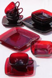 Since then the brand's classic bakeware, food storage containers, jars and more have hardly. Vintage Royal Ruby Red Glass Dishes Anchor Hocking Charm Square Plates Cups Bowls Set For 4