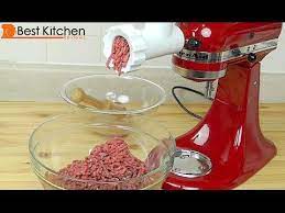 Kitchenaid 39 S Food Grinder Attachment Goes To Work Grinding Beef For Burgers The Product Feat Kitchen Aid Kitchen Aid Mixer Recipes Kitchenaid Meat Grinder
