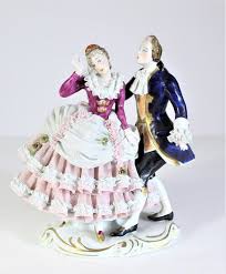 Antique sitzendorf dresden lace porcelain figurine. Lot Art Antique Dresden Porcelain Figurines