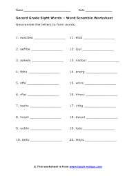 Second Grade Sight Words Word Scramble Worksheet First Grade Sight Words Second Grade Sight Words 2nd Grade Spelling