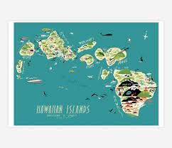 Hawaiian Islands By Edward Juan In 2020 Hawaiian Islands Map Hawaiian Islands Art Island Print