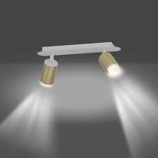 Die serie marco bietet mit ihren spotlights. Deckenstrahler Zen 2 Mit 2 Spots Weiss Gold Kaufen Lampenwelt De