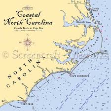 North Carolina The North Carolina Coast Nautical Chart Decor