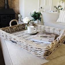 Herringbone wooden tray / small decorative tray / kitchen tray / coffee station tray / table centrepiece / coffee table tray. Large Rattan Serving Tray Bliss And Bloom