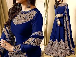 Indian Embroidered Blue Chiffon Maxi Dress Pakistani Maxi Dresses Blue Chiffon Maxi Dress Pakistani Dresses