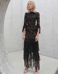 Alexis Jade Long Lace Dress W Lace Fringe In Black Lace Lace Dress Long Dresses Lace Dress