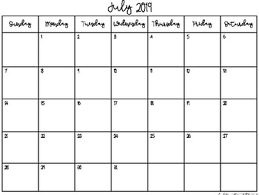 2019 2020 landscape horizontal monthly calendar printable black and white