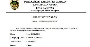 Yang bertanda tangan dibawah ini kami kepala desa pagotan kecamatan geger kabupaten madiun agama : Contoh Surat Izin Usaha Di Desa Contoh Surat