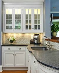 Elegant 1920 S Traditional Kitchen Cabinetry Crystal Cabinets With Frosty White Finish Traditional Kitchen Design Beautiful Kitchen Countertops Kitchen Design