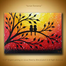 Coucher De Soleil Art Oeuvre Original Mini Peinture Contemporaine De Peinture Amour Oi Peinture Sur Toile Facile Peinture
