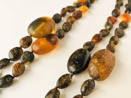 Raw Frosted Black Amber Big Oval Shape Long Necklace Women Amber Necklace Unique Design Dark Multicolor Unpolished Amber Beads Necklace Amber Bead Necklace Unique Necklaces Amber Beads