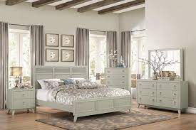 Valas Coastal 5pc Bedroom Set Cal King Bed Dresser Mirror 2 Nightstand In Arctic Grey Grey Bedroom Furniture Grey Bedroom Furniture Sets Light Gray Bedroom