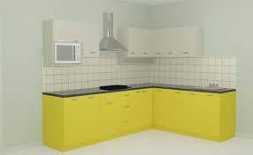 yellow l shaped modular kitchen
