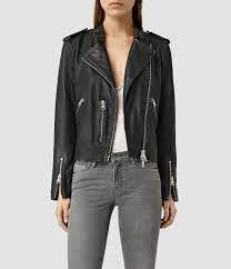Womens Klyn Leather Biker Jacket Black Allsaints Com Leather Jackets Women Leather Jacket Black Biker Jacket